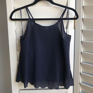 Guess Blue Scalloped Tank Top